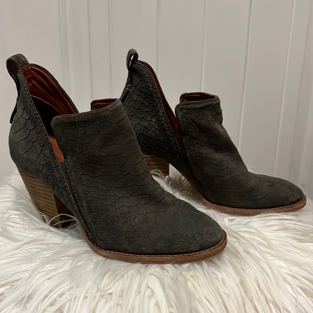 Jeffery Campbell snake suede heel booties size 6